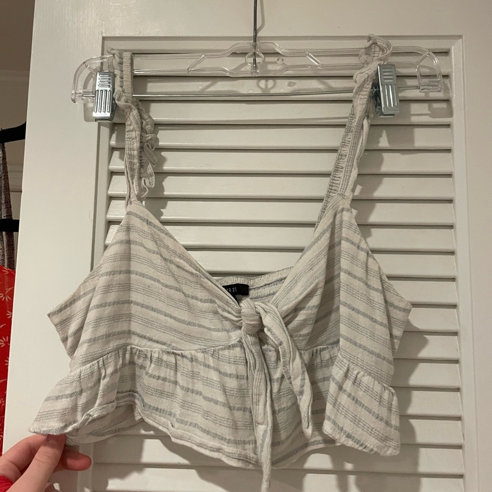 White and blue cropped tank- Forever 21